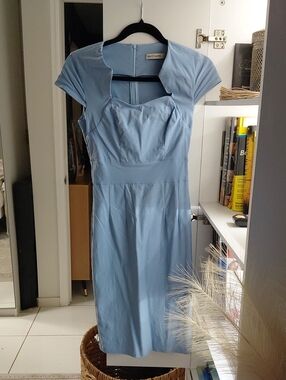 Grace Karin Sky Blue Cap Sleeve Sweetheart Midi Dress